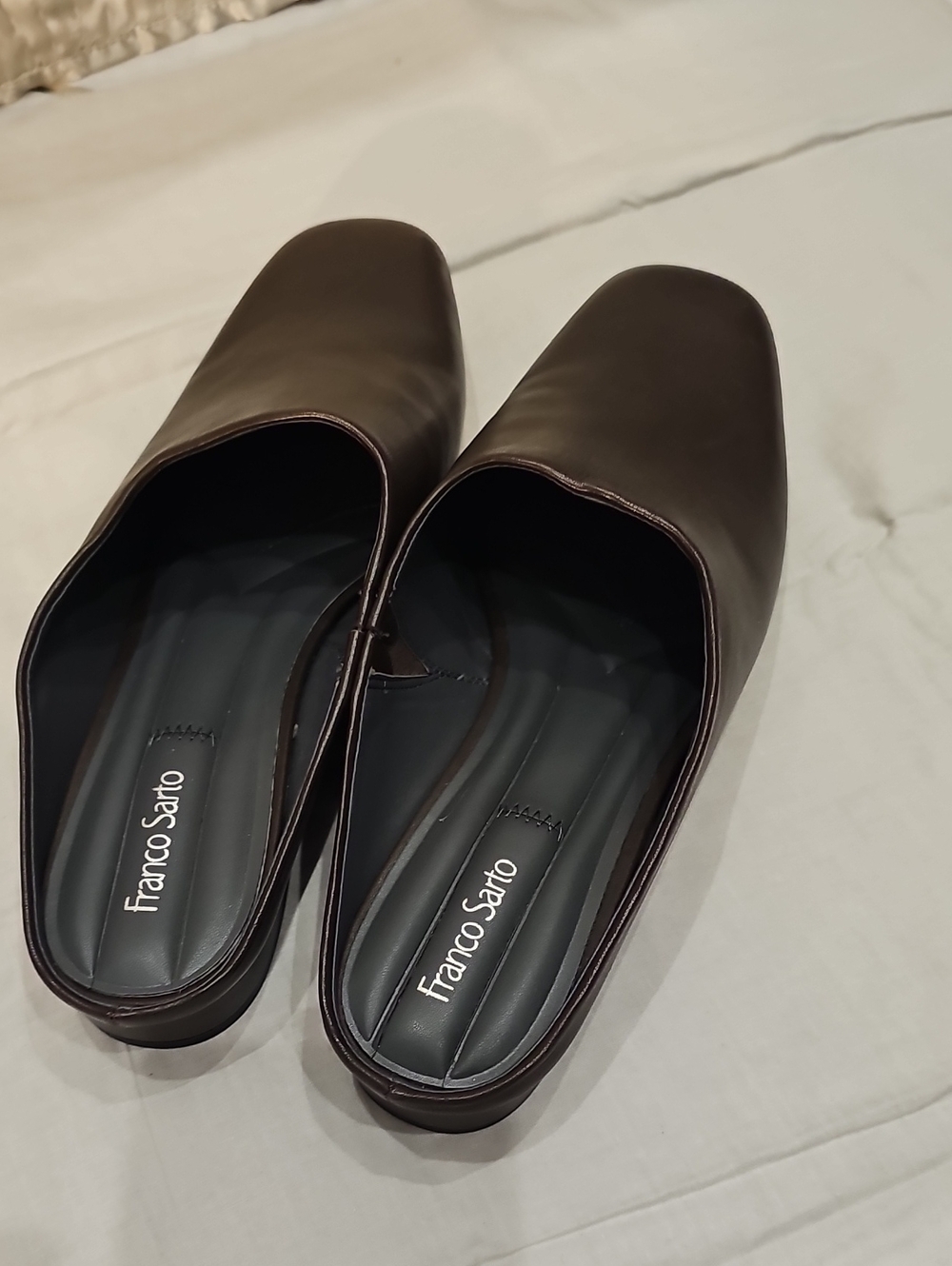 Franco Sarto Women's Dark Brown Leather Slip-On Mules
